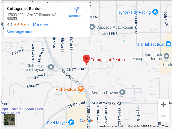 The Cottages at Renton google map screenshot