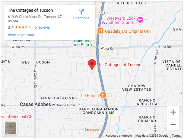 The Cottages of Tucson google map screenshot