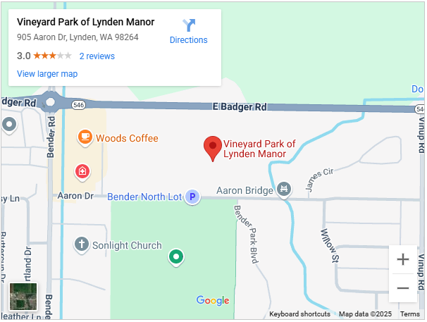 Vineyard Park of Lynden Manor google map screenshot