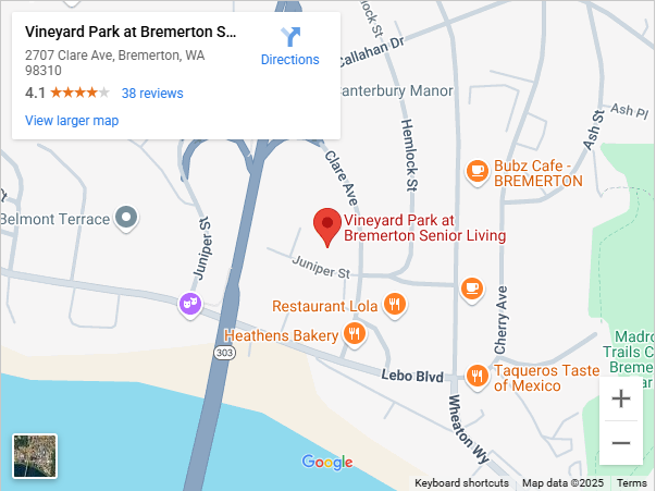 Vineyard Park of Bremerton Google maps screen shot